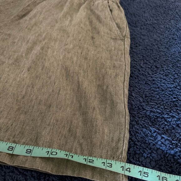 EILEEN FISHER Olive Green Classic LINEN Bermuda Shorts 8” Inseam “XL” - Picture 6 of 16